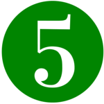 Green circle with the number five, symbolizing key advantages of homeownership, relevant to financial benefits and customization in real estate.