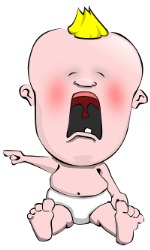Cartoon baby crying and pointing, representing frustration and disappointment in home value estimates.
