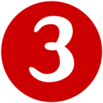 Red circle with the number three, symbolizing the importance of credit score factors in mortgage approval processes.